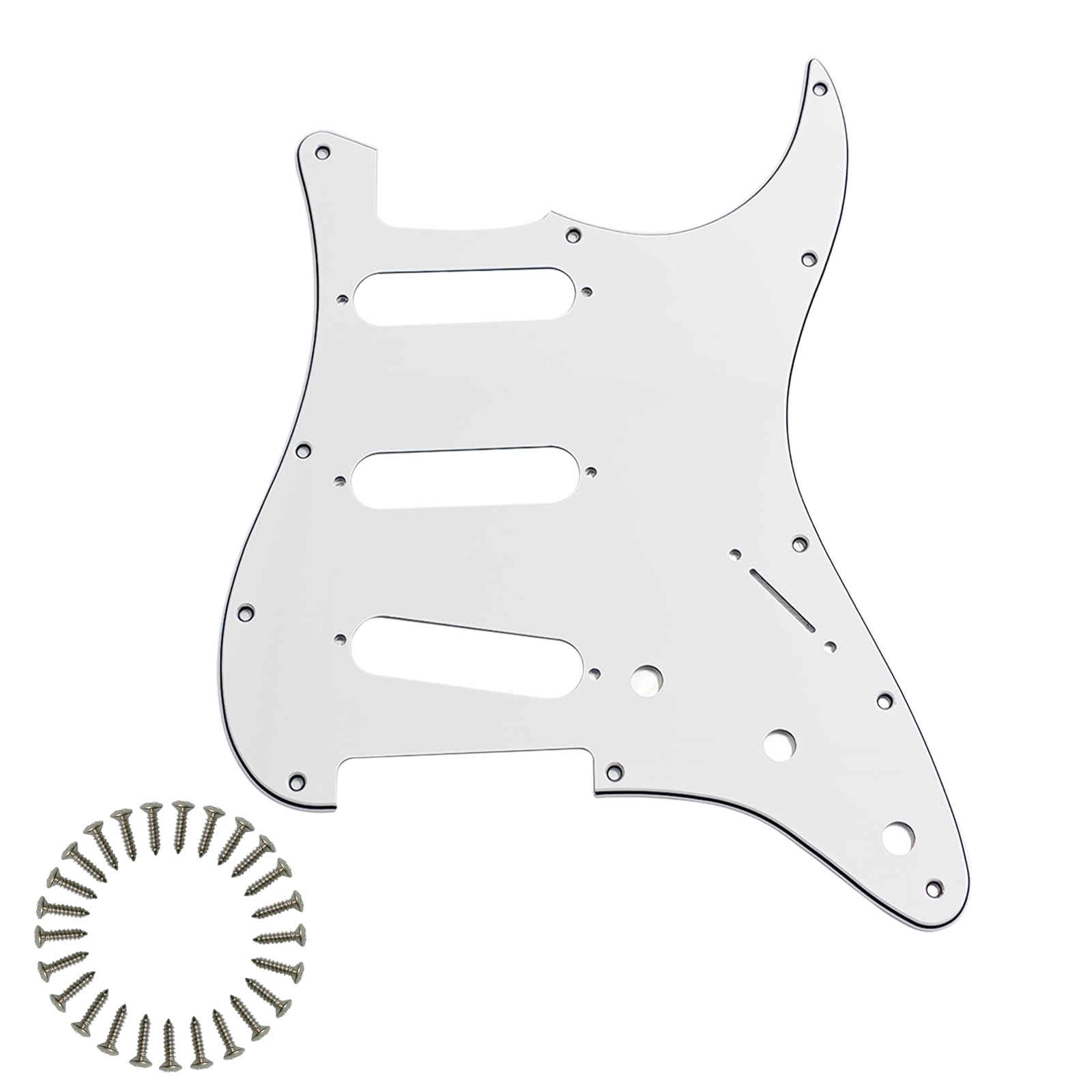 SSS 11-Hole Strat Pickguard for Fender Stratocaster, White 3Ply