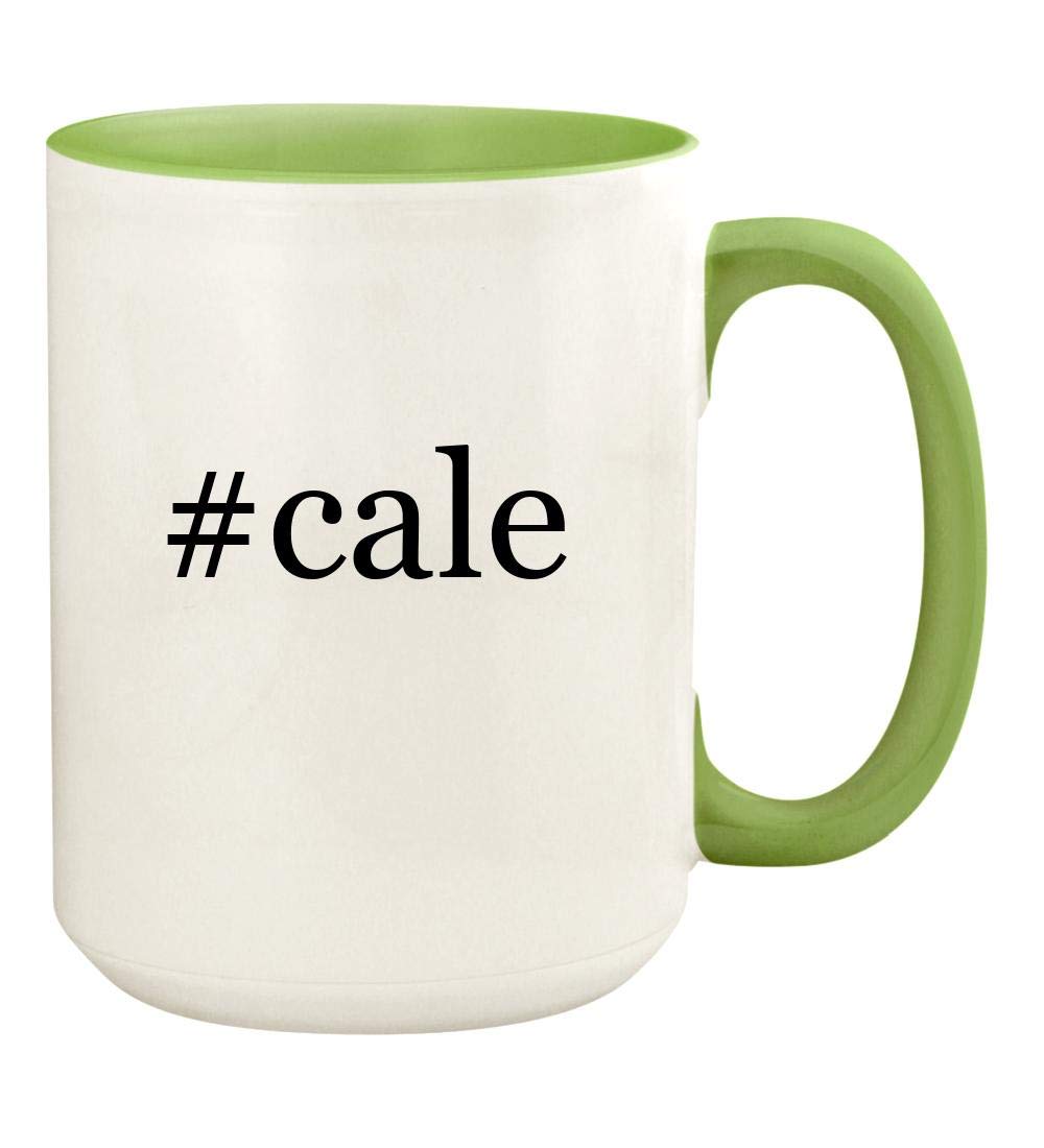 #cale - 15oz Hashtag Ceramic Colored Handle and Inside Coffee Mug Cup, Light Green