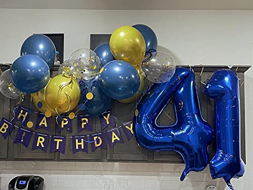 Image of Number Balloons Blue 4 Balloon 40 inch for 4th Birthday Party Decoration | Saturated Color, Large 40 in, With Inflation Straw & Hanging Hole, Great for Men's Party, Back-To-School Season, Pool Party