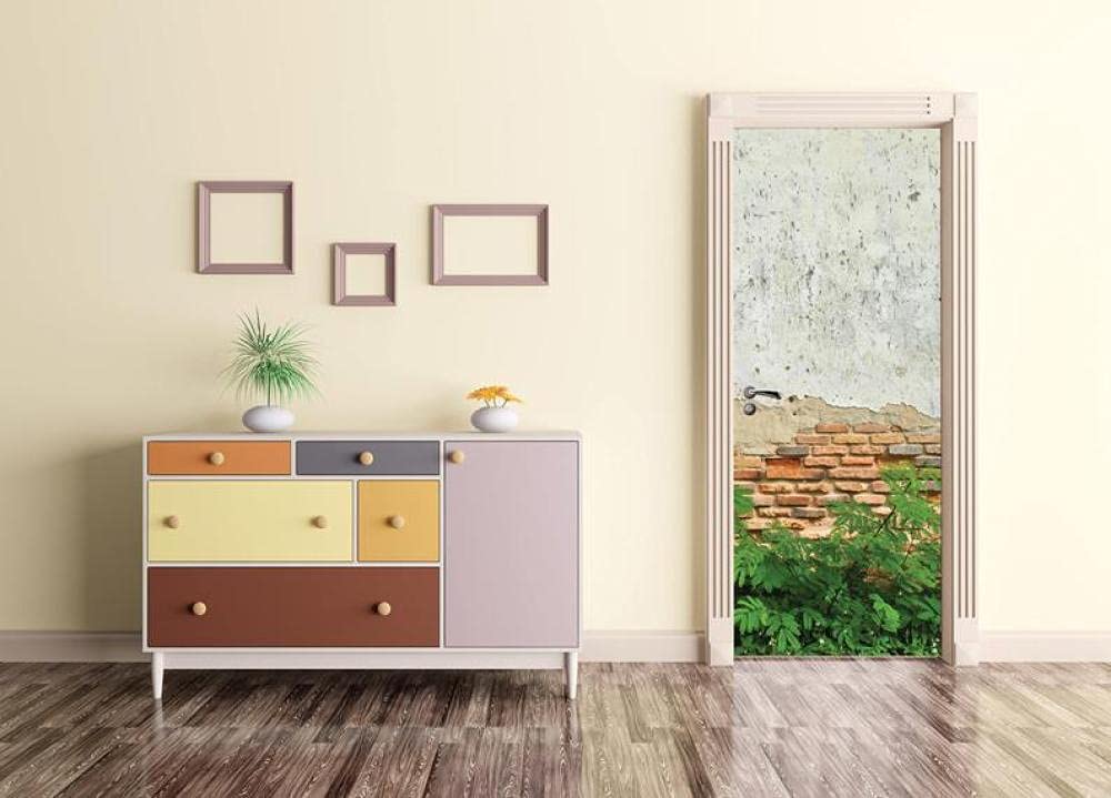 Papier peint de porte trompe l'oeil 3D pour créer une ambiance nature dans le salon