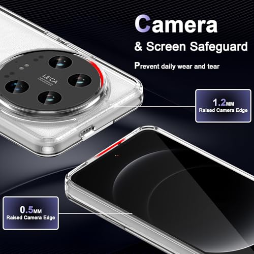 Image of Case for Xiaomi 14 Ultra, Military Grade Drop Protection Phone Case, Yellowing Resistant, Anti-Scratch Hard PC Back, Shockproof Hard Ultra-Thin Protective Cover, Clear