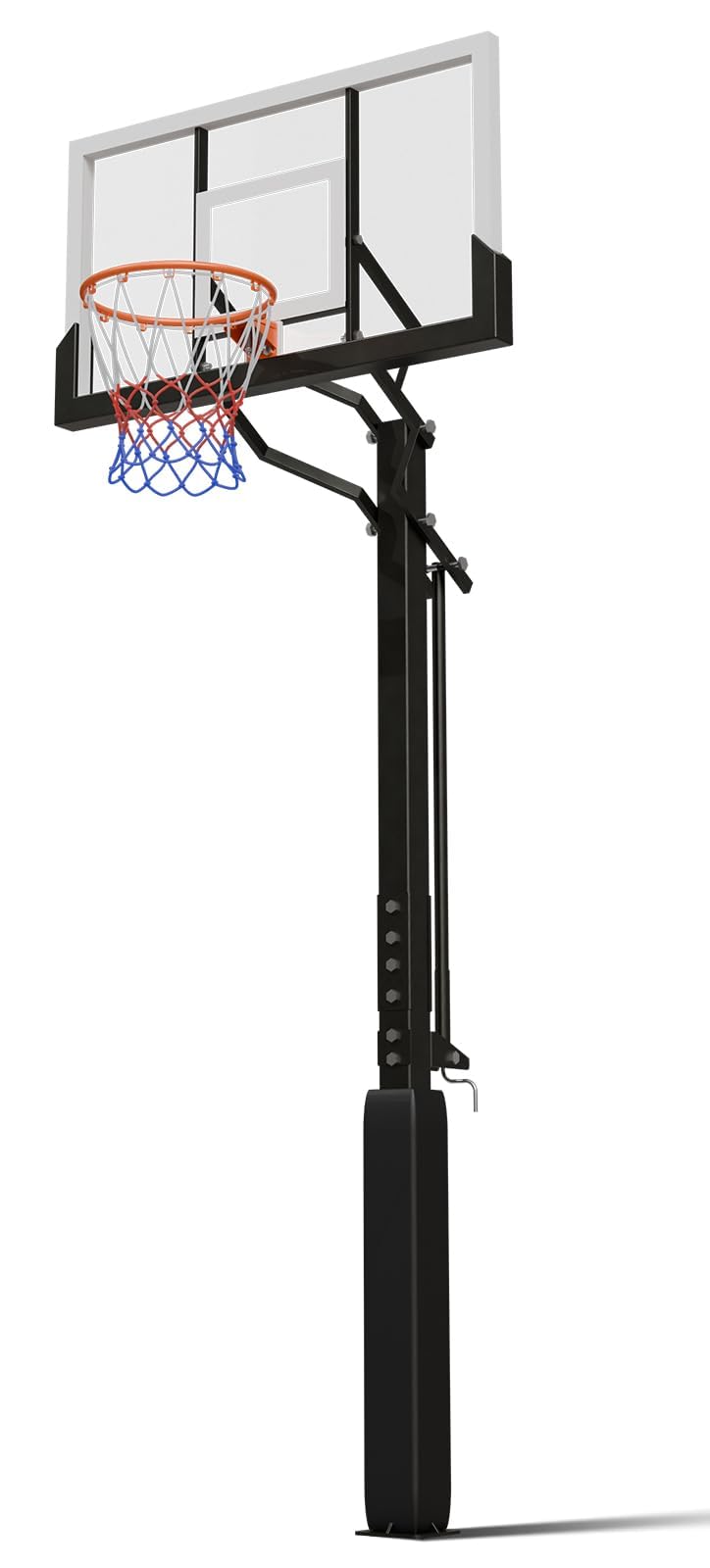 In-Ground Basketball Hoops Outdoor Adjustable Height System,Inground Basketball Hoop W/Pro-Style Breakaway Rim, 54'' Tempered Glass Backboard for Basketball Hoop In Ground Outdoor