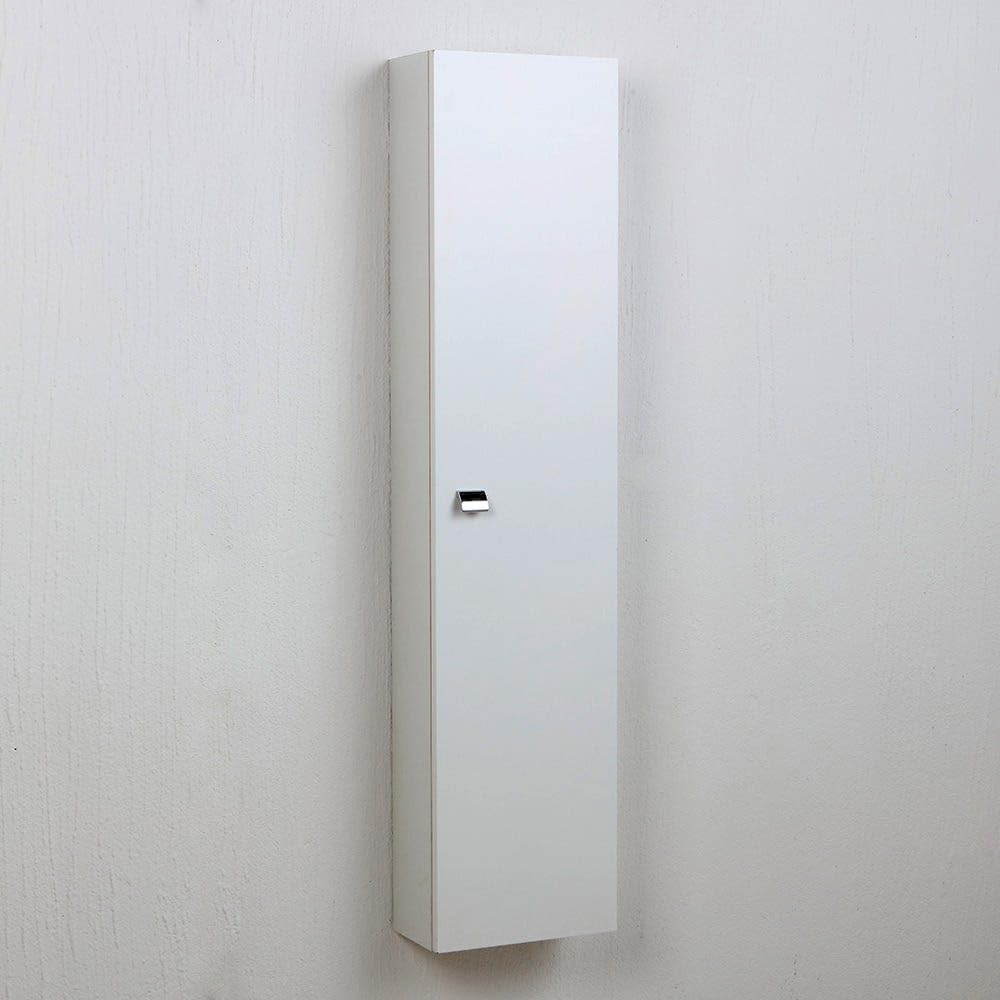 Kiamami Valentina Columna baño suspendida Simply Blanco Brillo compacta | Medidas 31x16x136 cm, 1 puerta derecha, 5 estantes internos, laminado, tirador cromado, mueble baño compacto