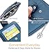 LnxLtw Women’s Genuine Leather Card Holder – Slim Bifold Small Wallet with ID Window, 6 Card Slots, Zipper Coin Pocket & Keychain Clip, Pebbled Leather Card Case for Everyday Carry (Navy Blue)