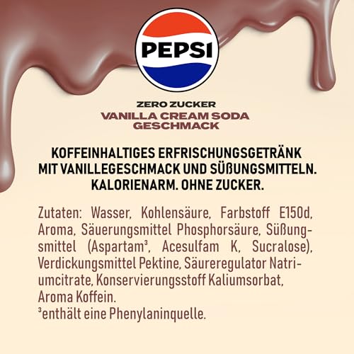 Pepsi Zero Zucker Vanilla Cream Soda Geschmack in der Dose, Einweg (24 x 0,33l) 4