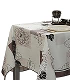 My Jolie Home 60 x 95-Inch Rectangular Tablecloth Ivory White Floral Blossom, Stain Resistant, Washa