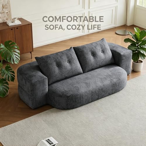 Sofá de felpilla gris de dos plazas: diseño ergonómico sin huesos 4