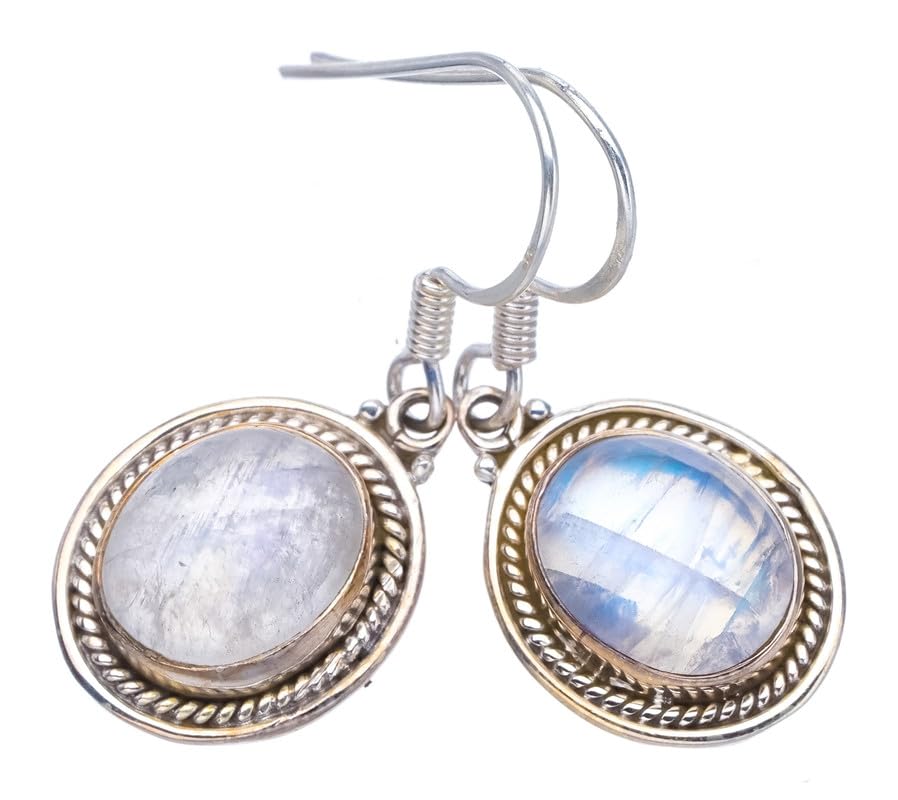 Boucles d'oreilles Pierre de Lune arc-en-ciel StarGems en argent 925 F6751