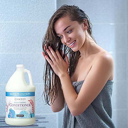 Ginger Lily Farms Botanicals Moisturizing Conditioner For Dry Hair, Island Tranquility, 100% Vegan & Cruelty-Free, Green Tea Lemongrass Scent, 1 Gallon (128 Fl Oz) Refill #TOP5