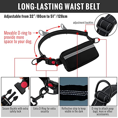 Plutus Pet Hands Free Dog Leash, Soft Padded Dual Handle Retractable Bungee Leash With Reflective Stitches, Adjustable Wasit Leash For Dog Walking Running Jogging, For Medium Large Dogs #TOP5