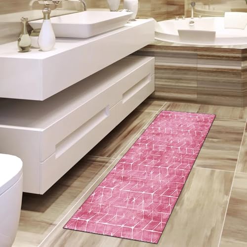 Alfombra pasillo moderna rosa decorativa para pasillos y cocinas 4