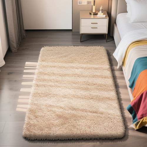Shag Area Rug for Bedroom 3x5,Beige Fluffy Area Rugs for Living Room,Soft Fuzzy Rug Non-Shedding Indoor Plush Carpet for Kids Bedroom Nursery Dorm Home Decor
