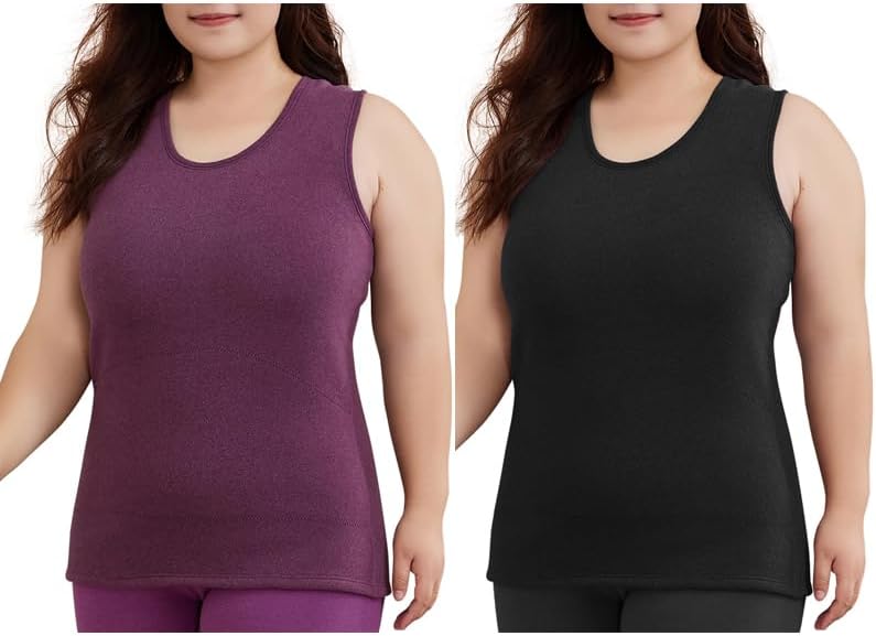 Women's Plus-Size Fleece Thermal Tank Top - Fits 40-100kg
