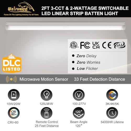 Tira LED lineal con sensor de movimiento 2 pies miniatura 2