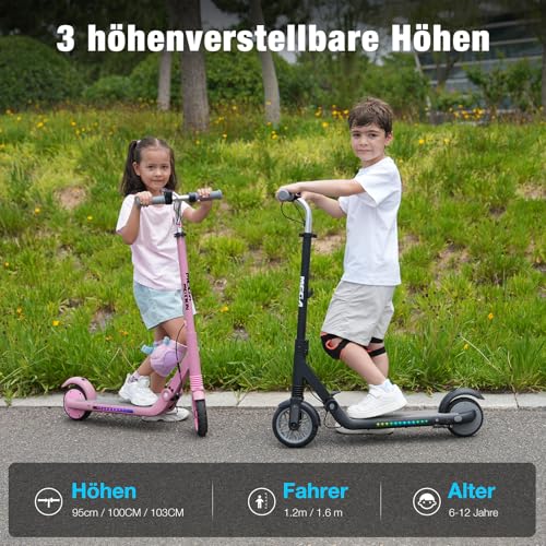 MEGA MOTION Patinete eléctrico para niños, 3 Modos de Velocidad, Motor de 150 W, Velocidad máxima de 16 km/h, Plegable, Manillar Ajustable, Ruedas de 15 cm y luz Lateral LED - imagen 7