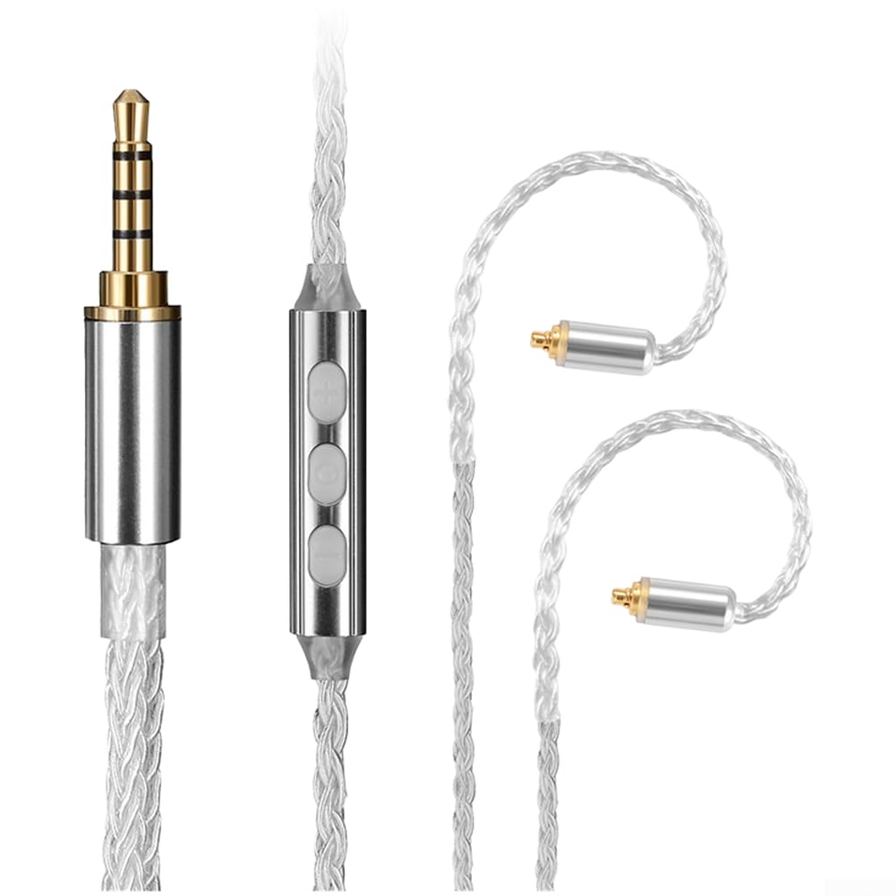MMCX 0,78 mm IEM-Upgrade-Kabel, versilbertes Kupfer, USB-C-HiFi-Audiokabel mit Mikrofon, Inline-Steuerung für SE215 SE535 Kopfhörer (0,78 Typ-C)