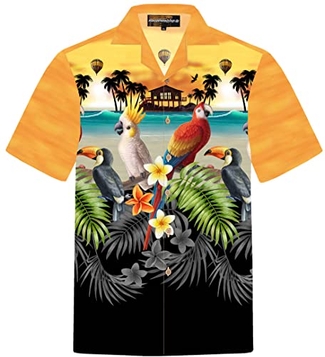 Chemise Hawaïenne Homme S au 8XL en coton motif Tukan fleurs et paumes