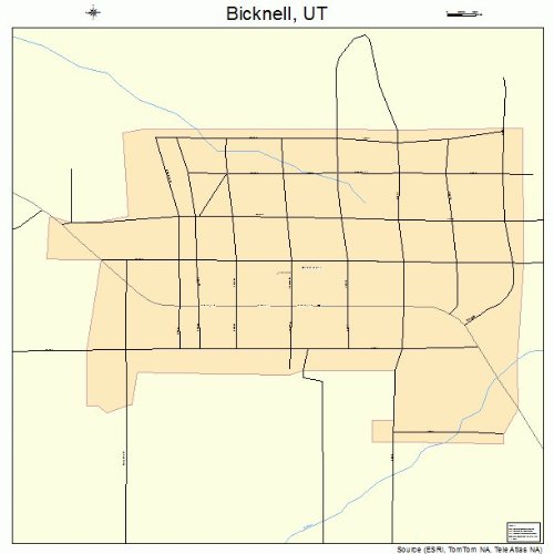 Large Street & Road Map of Bicknell, Utah UT Printed poster size wall
