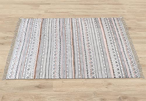 Tapis fait à la main Welsh d'exception 120x180cm gris et blush