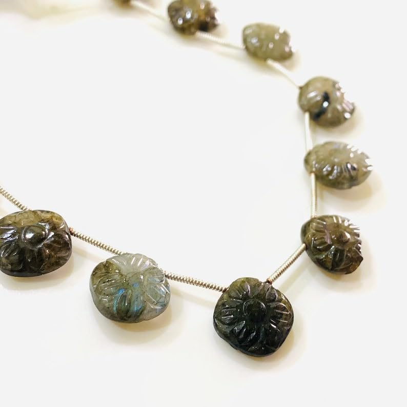 Perles en pierre précieuse labradorite sculptée de qualité supérieure