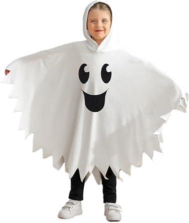 ESHOO Toddler Kids Ghost Costume White Cloak Boy Girl Halloween Cosplay Outfit Pumpkin Capes