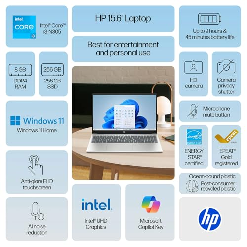 HP 15 AI-Powered Copilot Laptop 15.6" Touchscreen miniatura 2
