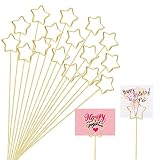 KIMOBER 30PCS Metal Floral Place Card Holder,13.4 Inch Golden Star Flower Picks Photo Memo Clips Gif