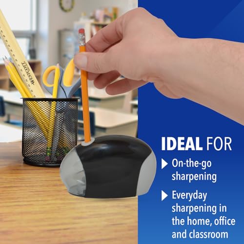 Westcott 55851 Small Battery Powered Pencil Sharpener for School, Home, and Work, Black