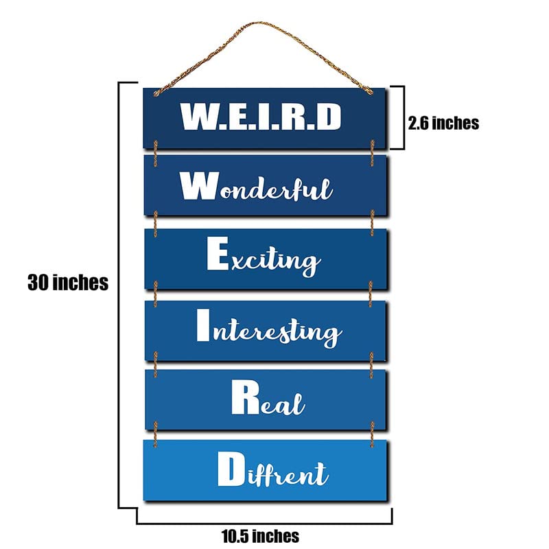 Image of Proxoto Sarcastic Full form of WEIRD Quote Wall Decorative art Pieces | Wall HANGING Best for Living Room | Dining Room | Children Rooms | Bedrooms | Office | Pack of 1 (Navy)