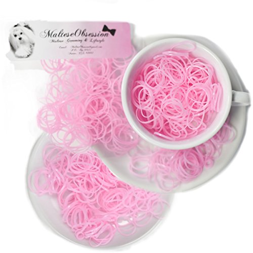 Pinky Pink Shades - 100 Grooming Bands Non Latex Top Knot Bands - Small TPU Elastics for Hair Styling Maltese, Puppiies, Yorkies, Shih-Tzu's (Princess Pink p3)