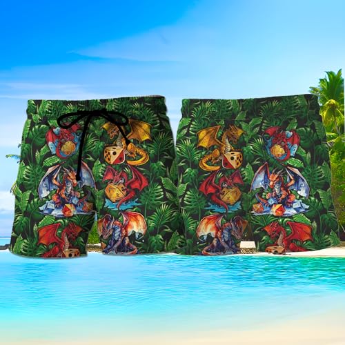 Mythical Dragon Mens Swim Trunks - Dungeon Swimming Trunk for Men - Drawstring Beach Shorts, Mens Swim Shorts 172