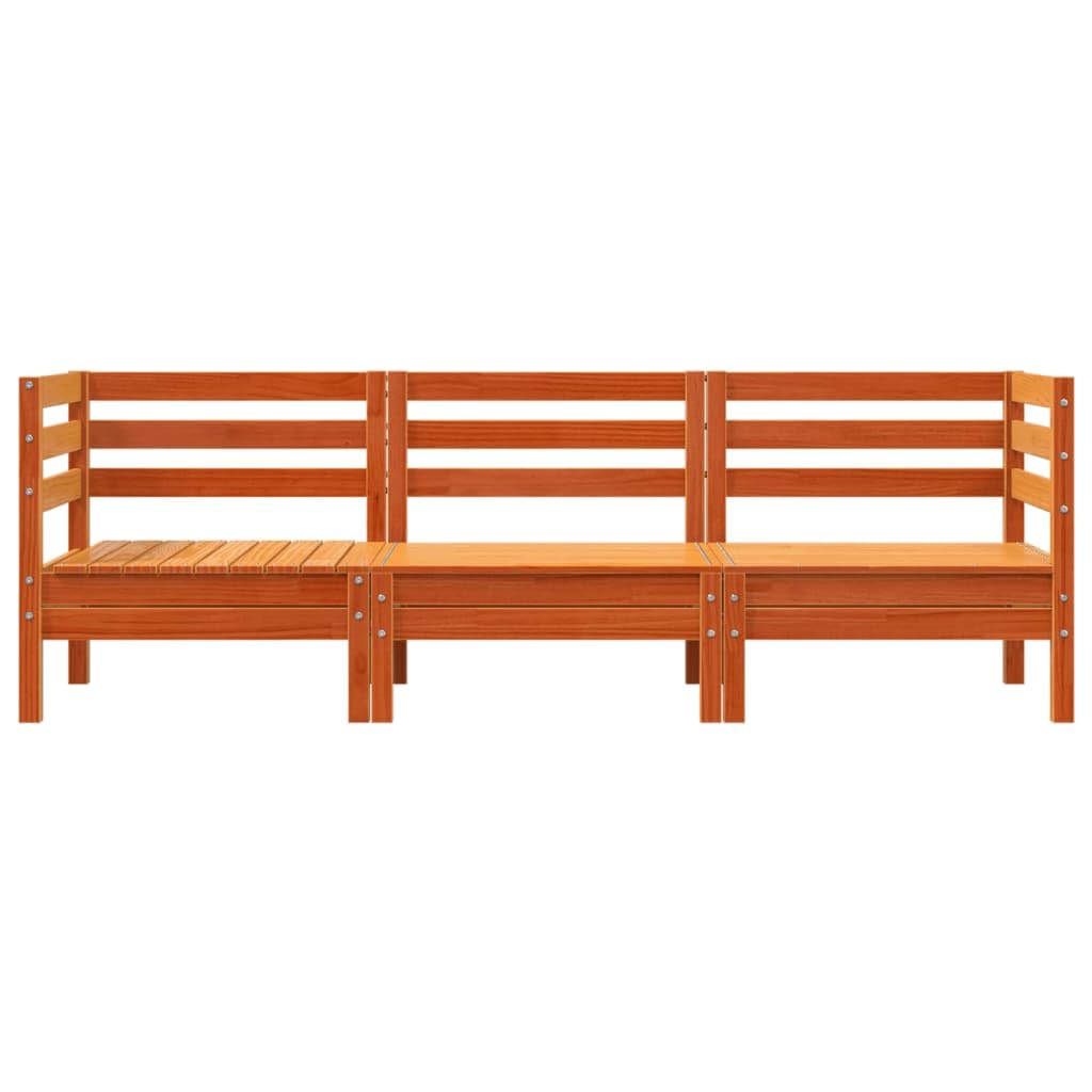 JUDYY Divano da Giardino a 3 Posti Marrone Cera Legno Massello Pino,Divano Giardino,Divano Giardino Esterno,Divano Giardino per Esterno-838030