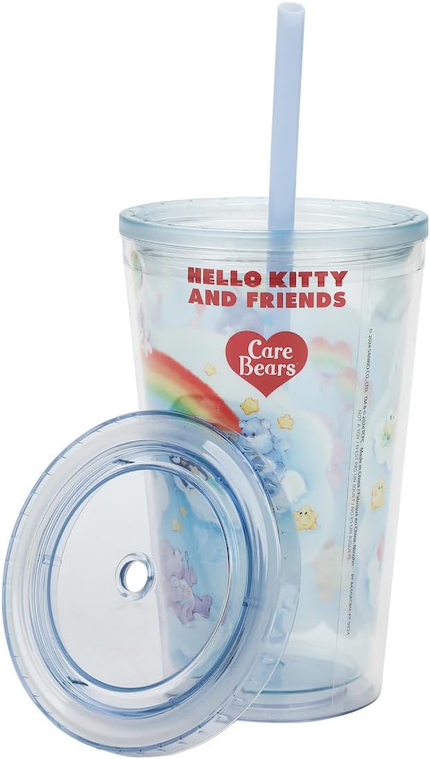 Hello Kitty & Friends X Care Bears Characters In Clouds 16 Oz Blue Acrylic Travel Cup - Image 7