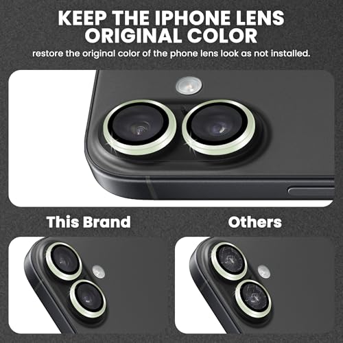 Image of ArmourPro Premium Camera Lens Protector Tempered Glass Compatible For iPhone 17 Tough HD Individual Aluminum Alloy Rings 9H Camera Cover, Scratch-Resistant,Camera Lens Protection| Green