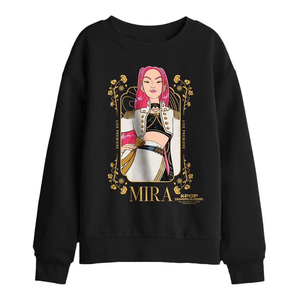 Kpop Demon Hunters Mira Golden Frame Kids Sweatshirt, Black, 7-8Y