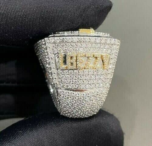 Silverjewel Initial Iced Out Moissanite Custom Letter Ring Men Hip Hop Customizable Name Number Ring 14K Gold Plated Rapper Ring Bling Hip Hop Men Jewelry Ring Personalise Name Ring Gift For Him #TOP1