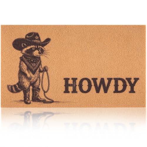 Fttoyoly Funny Cowboy Door Mat, Western Welcome Mat for Front Door, Indoor Outdoor Doormats with...