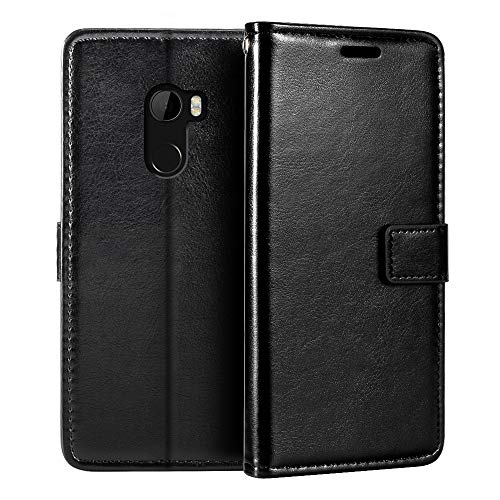 Shantime Funda de Cuero Compatible con HTC One X10, Diseño Ejecutivo Magnética, 3 Ranuras, Marco para Foto y Cartera Oculta(Negro)