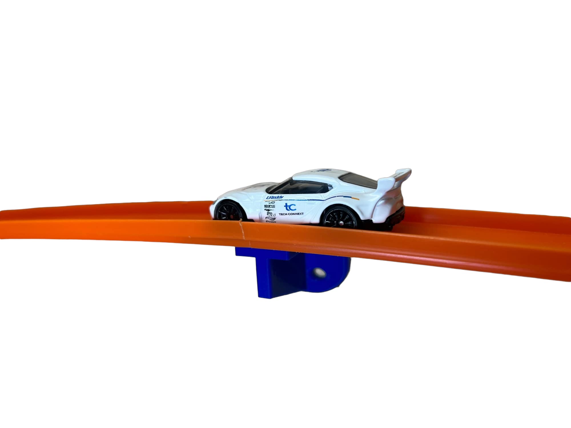 4 Pack Single Lane Wall Mount | Compatible with Hotwheels and Other 1/64 Scale Cars and Trucks (Blue)