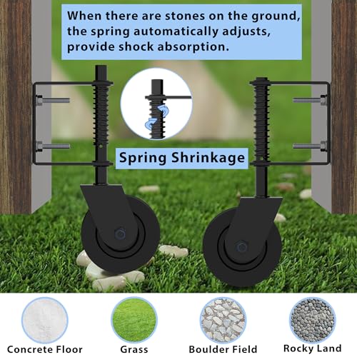 4.3" Heavy Duty Gate Wheel, 360° Rotation Rubber Gate Wheel for Fence,Farm,Garden and Wooden Gate, Spring Loaded Gate Caster Gate Kit for Anti-Sagging, 150 Lbs Capacity (Black-1Pack) - Thumbnail 6