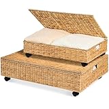 Best Choice Products Under Bed Storage Containers W/Lid, Wheels and Handles, 2-Pack Large Handwoven Water Hyacinth Closet Organizer, Shoe Storage Bins, Multi-Purpose Nesting Baskets - Natural