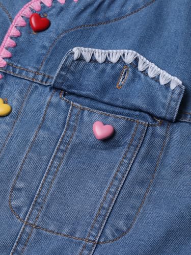 Image of WELAKEN Print Denim Jacket for Girls & Kids II Little Girl's Button Down Crop Jean Jacket Coat
