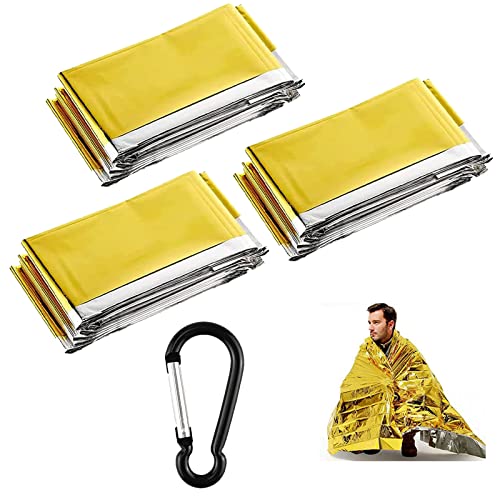 Mantas de Emergencia,Manta Termica Oro Plata,Mantas Térmicas de Emergencia,Manta Portátil de Emergencia,Manta de Rescate,Mantas Reflectantes de Supervivencia,130 * 210cm,3PC