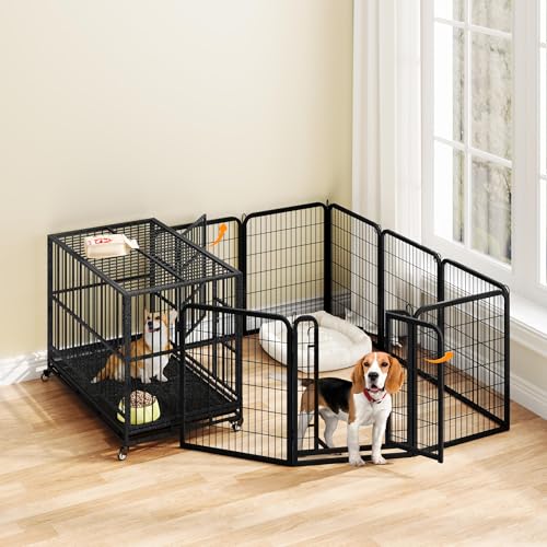 Yaheetech Dog Playpen Outdoor, 32 inch 8 Panels Dog Pen Indoor Heavy Duty Puppy Exercise Pen Metal Pet Fence for RV Camping/Yard/Garden - Image 4