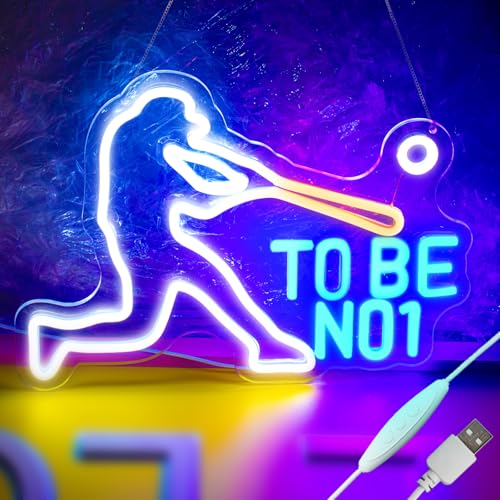 Image of KHK Baseball Neon Led Sign for Bedroom Dimmable Baseball Neon Sign Sport Neon Signs USB Powered for BOY Bedroom,Club Bar,Man Cave,Birthday Party Home College Decor Holiday Gift.