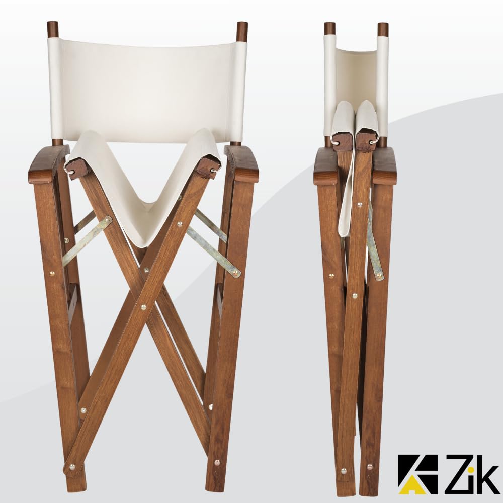 ZIK - Set 2 Sedia da Regista con Tavolo in Legno di Faggio Resistente, Sedia da Esterno Pieghevole e Richiudibile, Sedie in Legno da Giardino, Balcone, Veranda, Facile Manutenzione e Pulizia