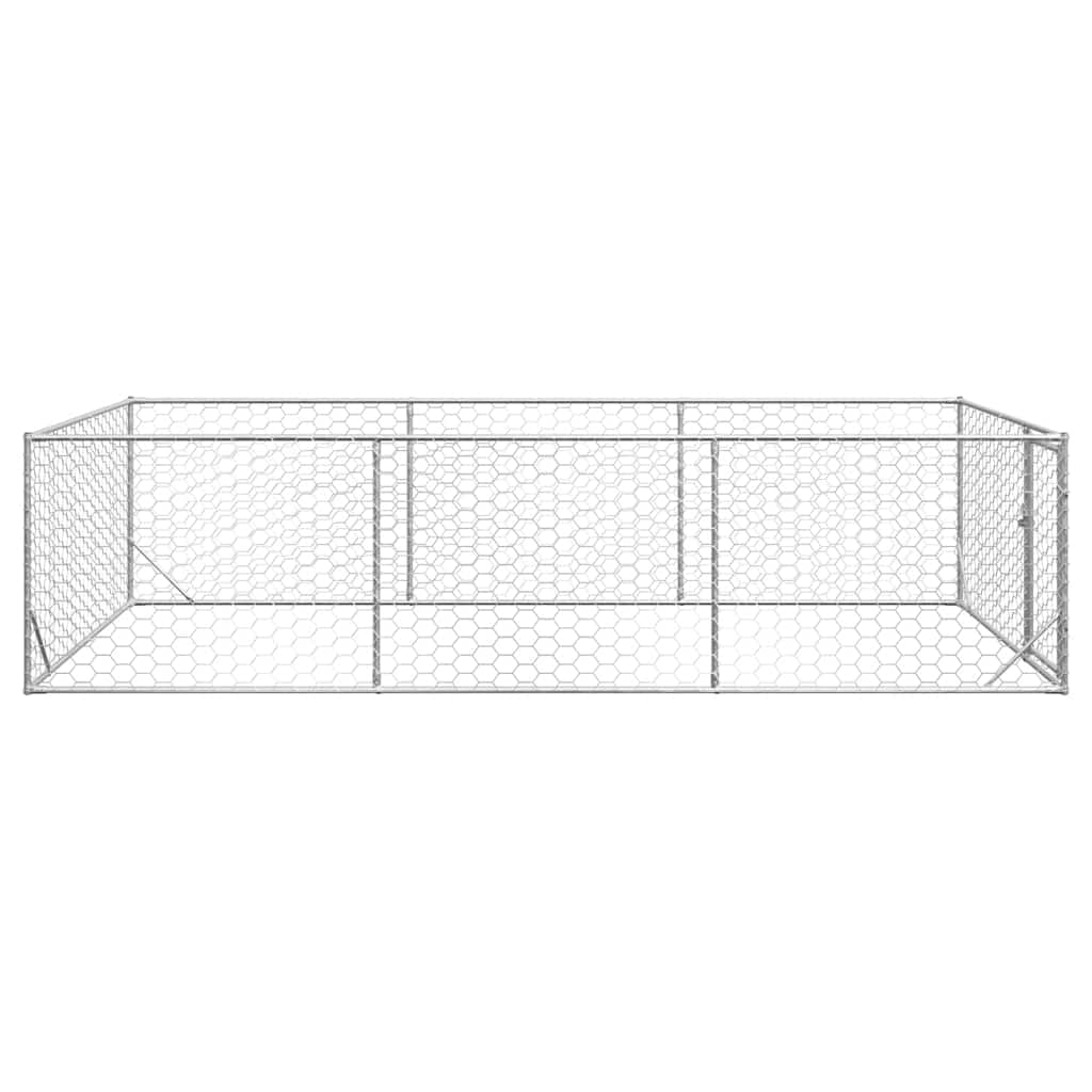 vidaXL Buda dla psa na zewnątrz z drzwiami 2x4x1 m, ocynkowana stal