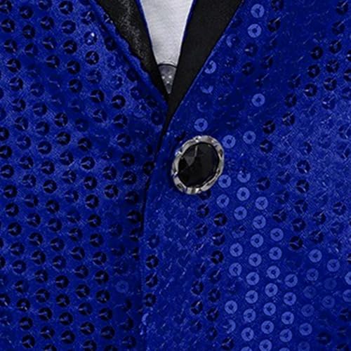 Men's Shiny Sequins Blazer Party Dinner Prom One Button Suit Jacket Tuxedo Coat3