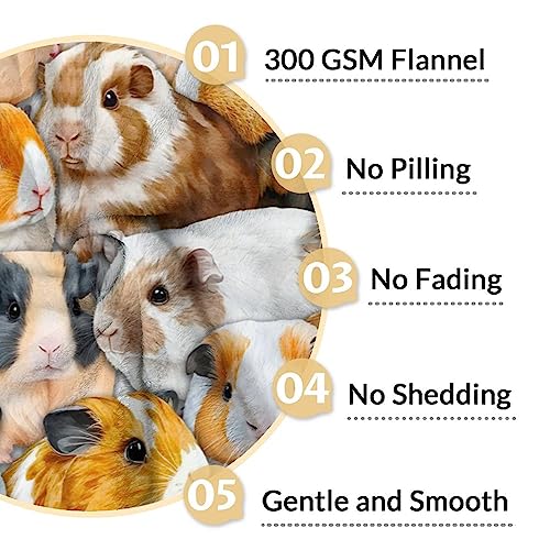 Guinea Pig Blanket Gifts - 60x80 Inches Cute Throw for Girls & Boys - Brown Soft Fuzzy Blankets for Bed, Couch & Living Room