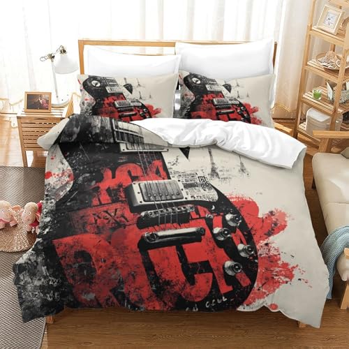 Parure de lit rock guitare 3D microfbre housse de couette 140x200